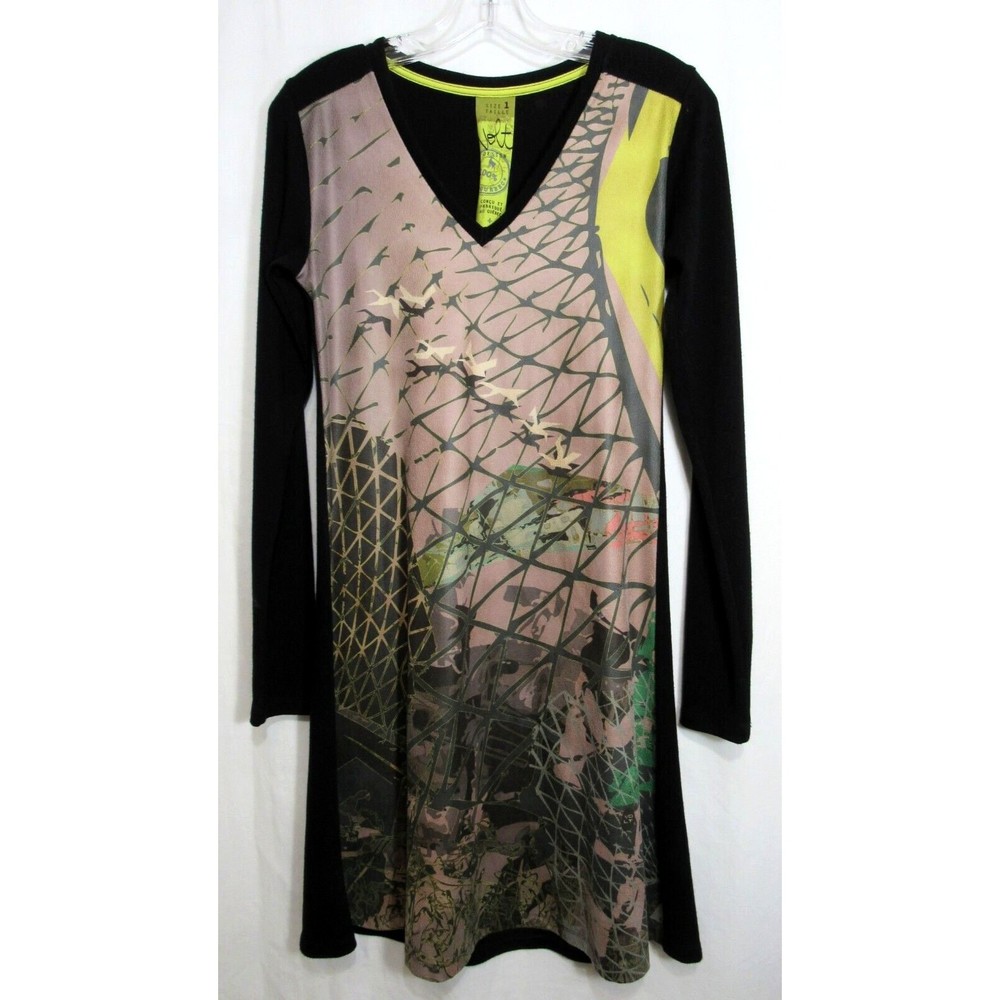 Volt Design Multicolored Abstract Wearable Art A Line Sweater Dress Size 1 NWT